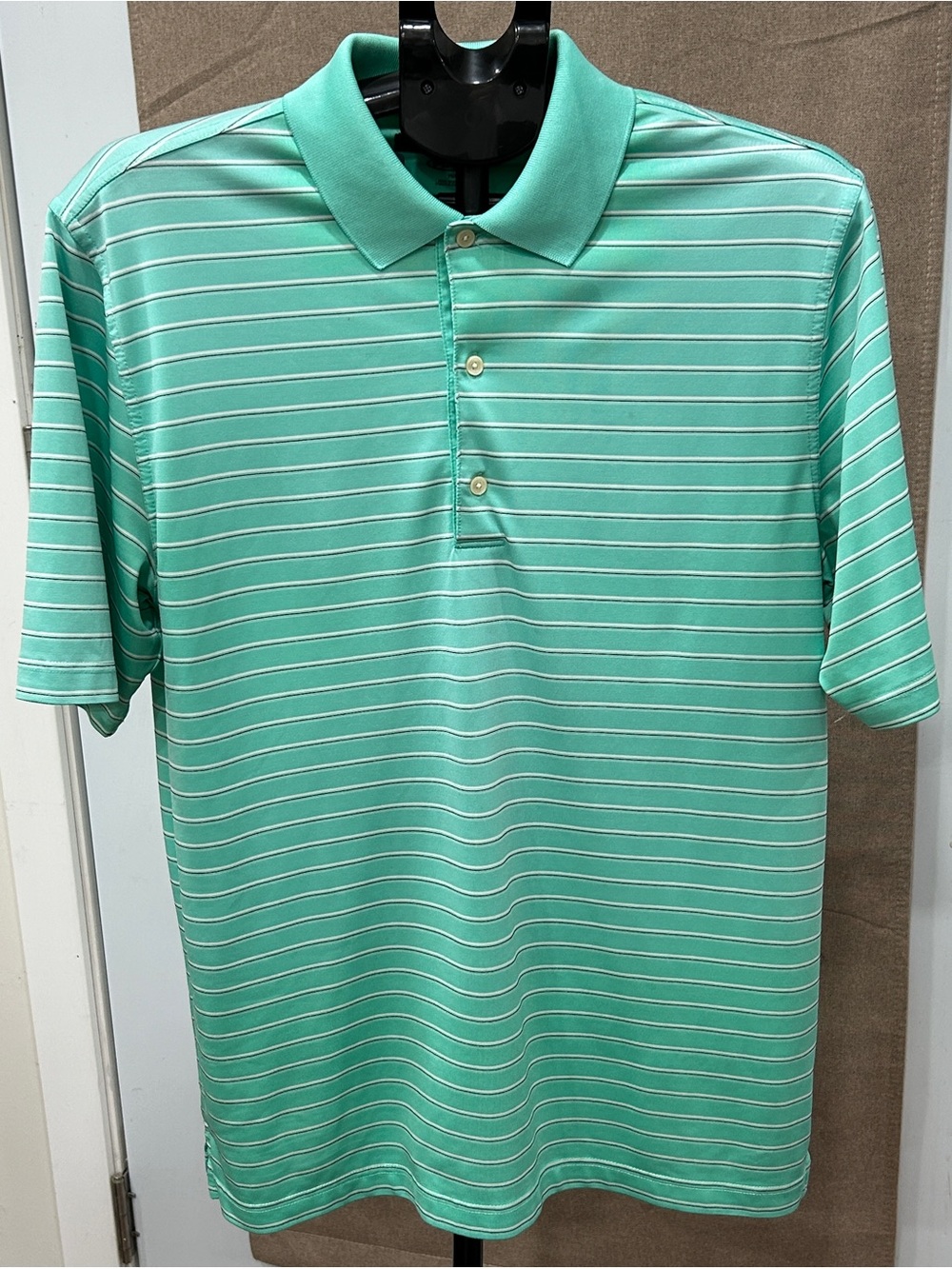 Greg Norman Collection Mint Green Striped Polo